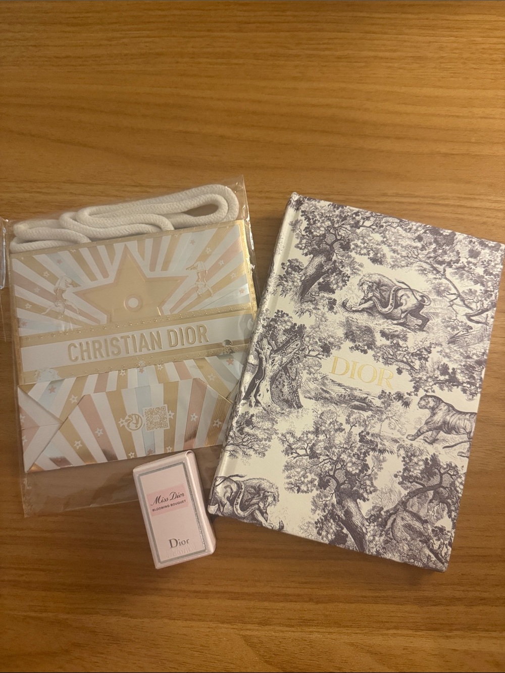 Dior Toile Notebook in Cream and Navy with Gold Logo